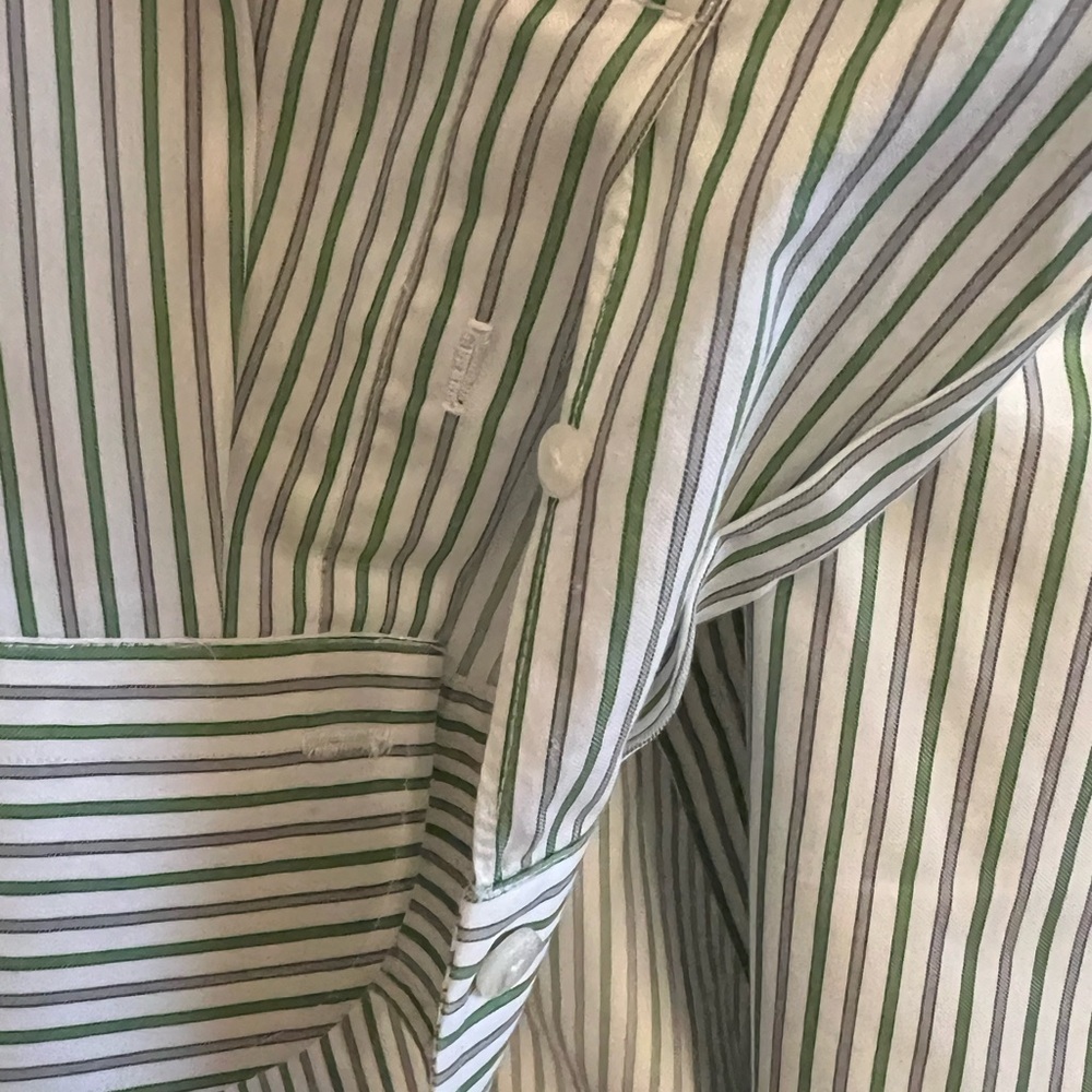 Finamore 1925 Napoli Striped Button-Up Shirt 17.5 - Picture 8 of 9